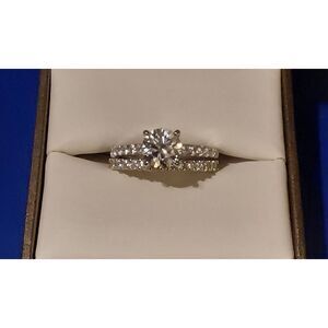 CERTIFIED Genuine Diamond Moissanite Bridal/Wedding Ring Set~925SS/Platinum Sz 6